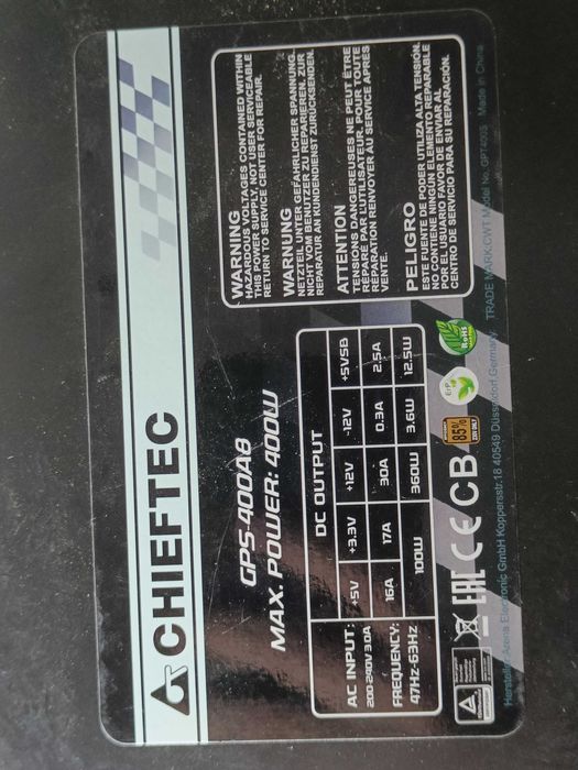 Блок живлення CHIEFTEC 80+ 550W 500W 400W 8+8GPU 4+4CPU В НАЯВНОСТІ