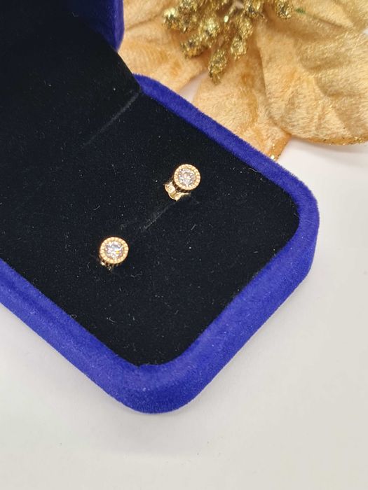 Śliczne złote kolczyki z cyrkonią 585 1,17g