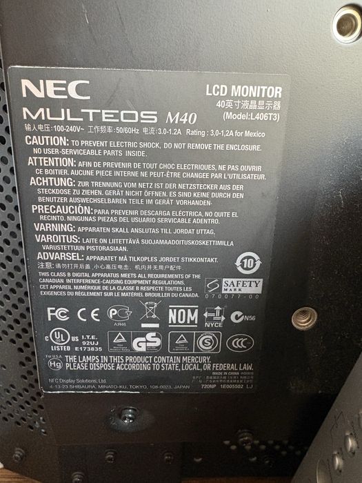Monitor NEC Multeos M40 40” LCD – ekran reklamowy / przemysłowy