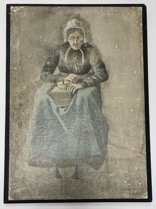 „Mielenie kawy” stara litografia wg van gogha