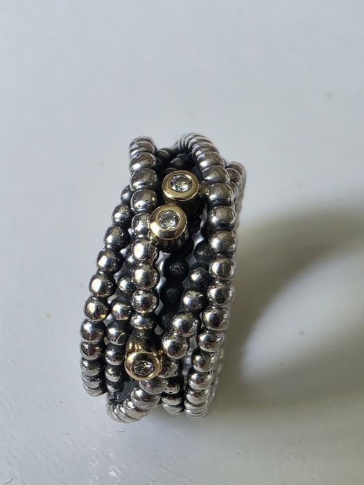 Pandora pierścionek Kerry srebrny złoty diamenty
