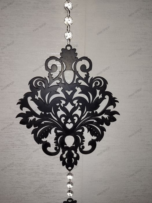 Podwójna czarna girlanda z kryształkami i chwostem