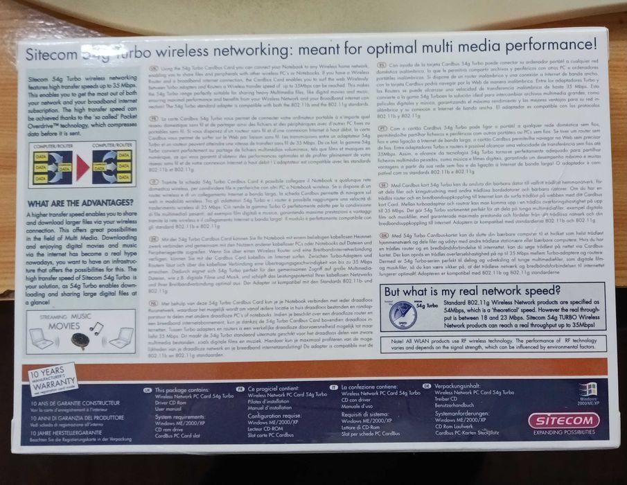 54G TURBO PCMCIA Wireless Adapter SITECOM (Sealed Original Packaging)64552565062146121