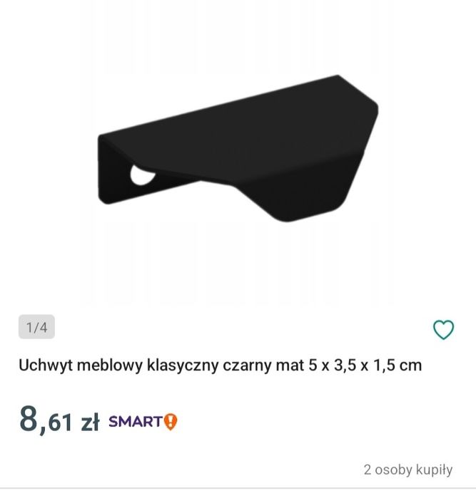 Uchwyt meblowy 32mm czarny super mat metal metalowy industrial loft st