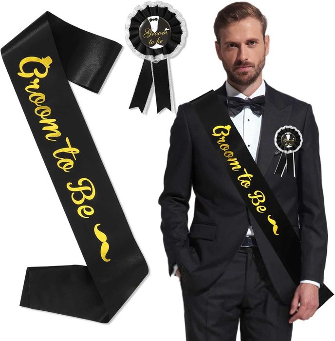 Despedida de solteiro - faixa + distintivo Groom to Be NOVOENVIOGRÁTIS