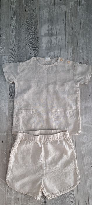 Komplet H&M 100% len spodenki koszulka nowe