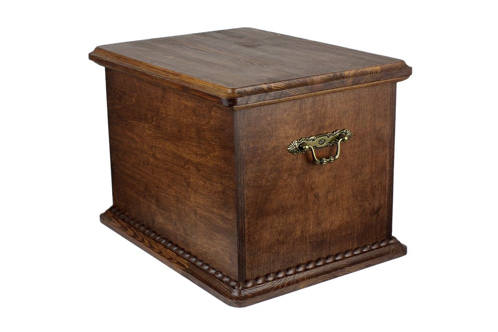 Duński koń gorącokrwisty urna na drewnie z statuetką stojącą Art-Dog