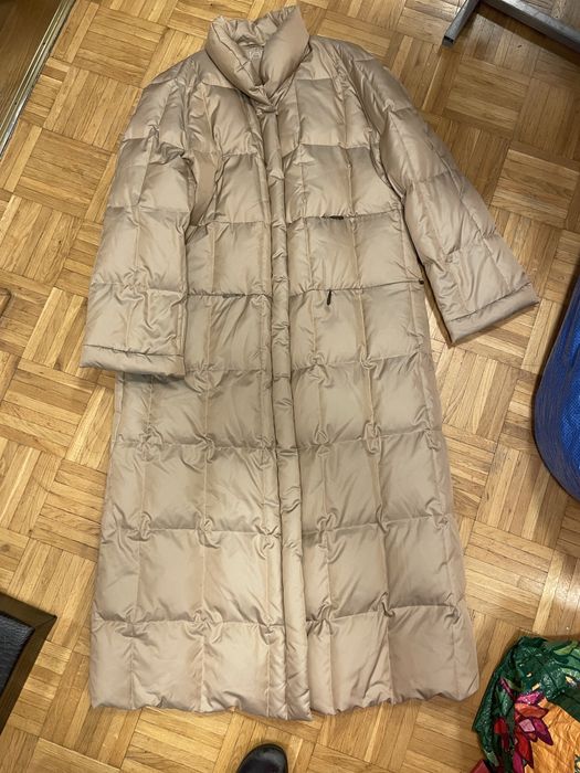 Plaszcz maxi puchowy naturalny XXL bezowy