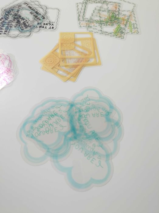 Zestaw naklejek przezroczystych PET ramki motywacyjne scrapbooking