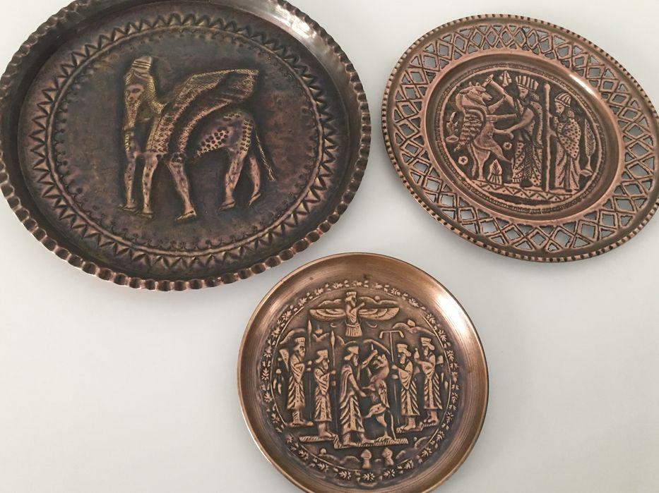 Miedziane talerze z Egiptu vintage 3