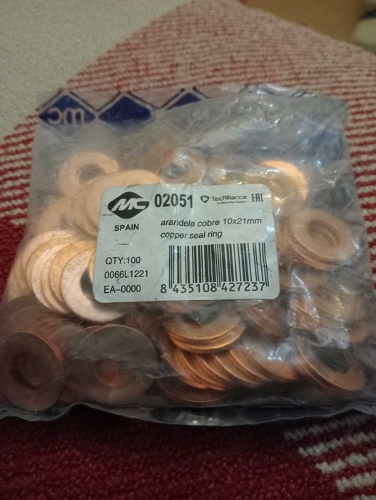 Anilhas de cobre 10x21mm