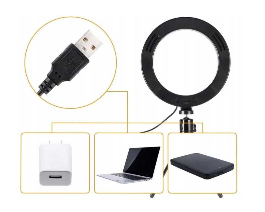 Lampa PIERŚCIENIOWA Led 80W STATYW 220 cm ring30cm