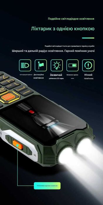 Кнопочний телефон YEEMI Q8 3000mAh подвійний ліхтарик 2 SIM мобільний