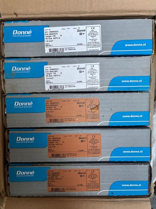 Sprzedam przewody instalacyjne Donné H07V-U 450/750 V – nowe