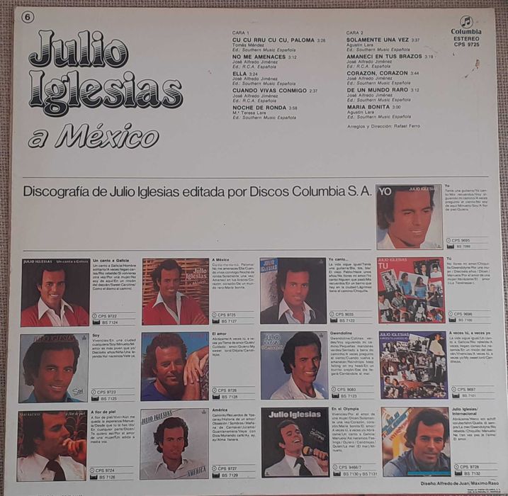 Disco Vinil Lp  Júlio Iglesias  - A Mexico