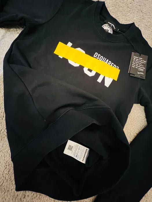 Bluza DSQUARED2 Be Icon Yellow Tape Sweatshirt Black original!