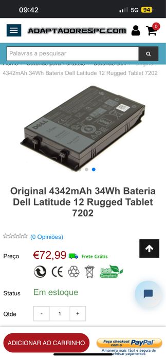 Bateria Dell 34Wh 4342mAh Laptop/Portátil