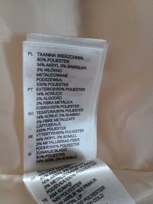 eleganckie wizytowe bolerko H&M - 36, złota nitka, narzutka