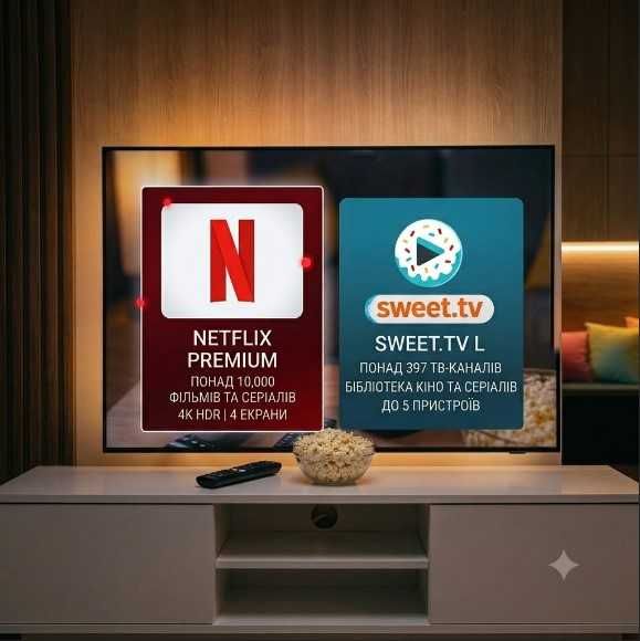 Підписка Sweet tv Netflix premium 1 рік промокод L Світ Тв Л Ваучери Л + Подарунок 2 Netflix premium