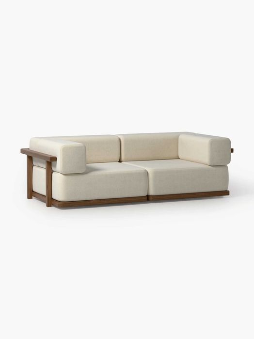 Sofa ogrodowa z drewna akacjowego Matheus (2-osobowa) (Westwing)