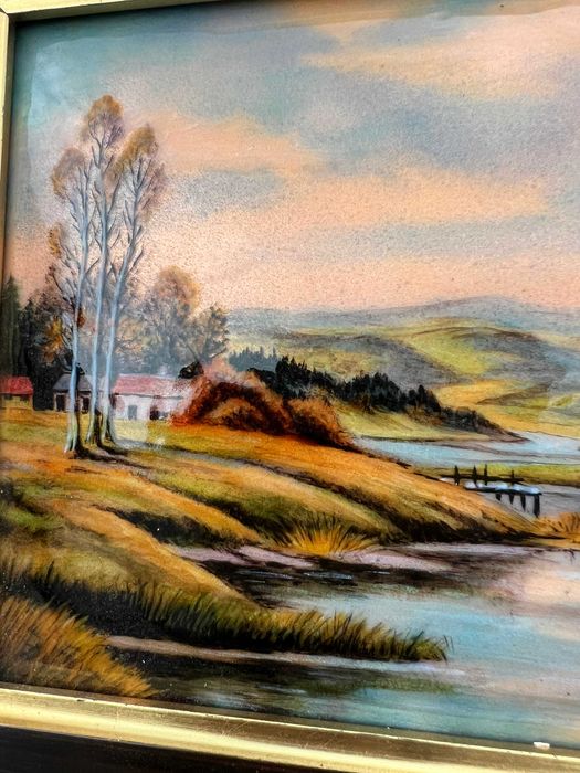 Obraz emaliowany Limoges ,sygnowany -Francja   30x40cm