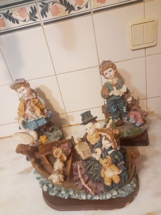Conjunto de 3 Peças Estatuetas Antigas