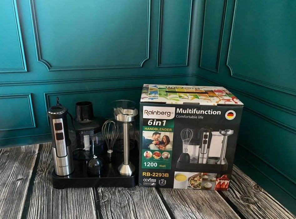 Потужний блендер 1200 Вт! Ручний блендер RB-2293 + підставка Погружний