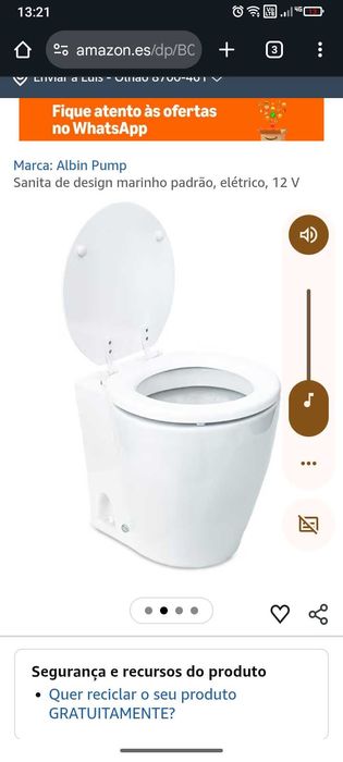 Sanita 12 v com bomba trituradora para barcos e caravanas