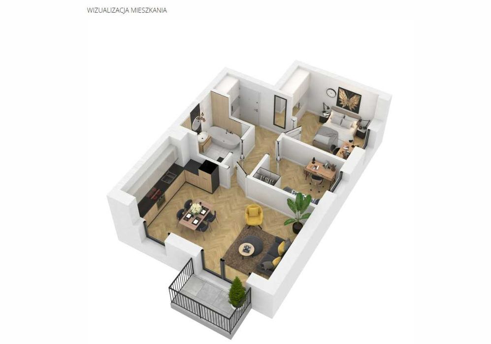 Łuków: Mieszkanie 3-pokojowe 52,96 m2 | Winda | Balkon