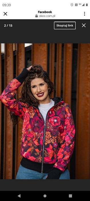 Kurtka bomberka OKEE XXL Softshell wzór Wino i kwiaty NOWA