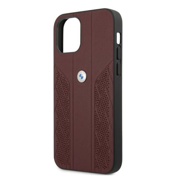 Etui BMW Leather Curve Perforate na iPhone 12 / iPhone 12 Pro - czerwone
