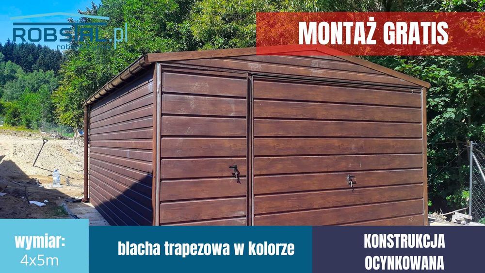 Garaż drewnopodobny 4x5m, PREMIUM - montaż Gratis!