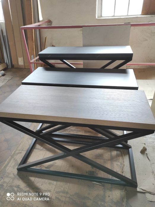 Stolik kawowy, konsola, drewno, stal, metal styl industrialny.