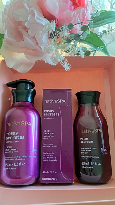 Kit Boticário Rosas Secretas .Hidratante , Óleo e sabonete líquido
