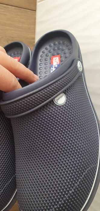 Klapki laczki krokodylki a'la crocs granatowe bez dziurek 41
