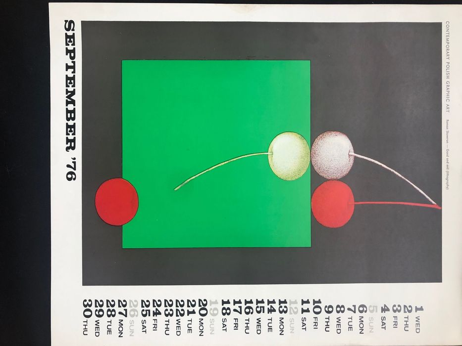 PLAKAT 1976 WRZESIEŃ prezent 50-tka karta z kalendarza A3 vintage PRL