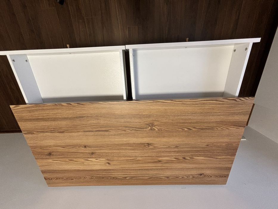 BRW biurko Heda 120 cm z 2 szufladami modrzew sibiu złoty