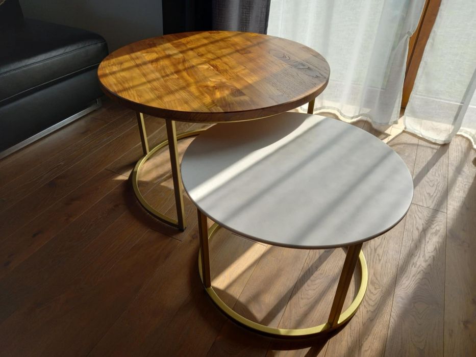 Zestaw stolików Glamour blat drewno takowe + blat corian