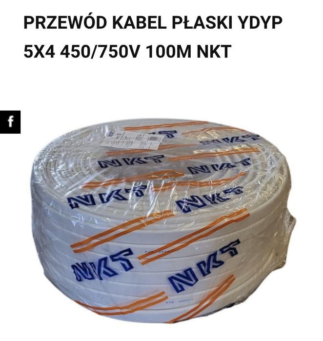 Kabel plaski,przewod 5x4- 100m