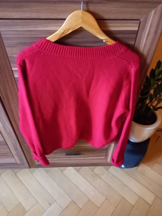 Sweter damski czerwony, rozpinany r. L, nowy