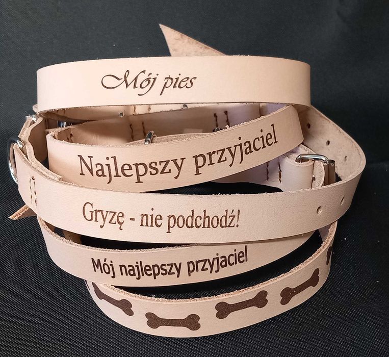 Obroża dla psa, grawer indywidualny, skóra naturalna, różne kolory