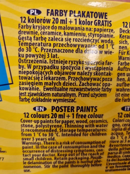 Farby plakatowe 12+1