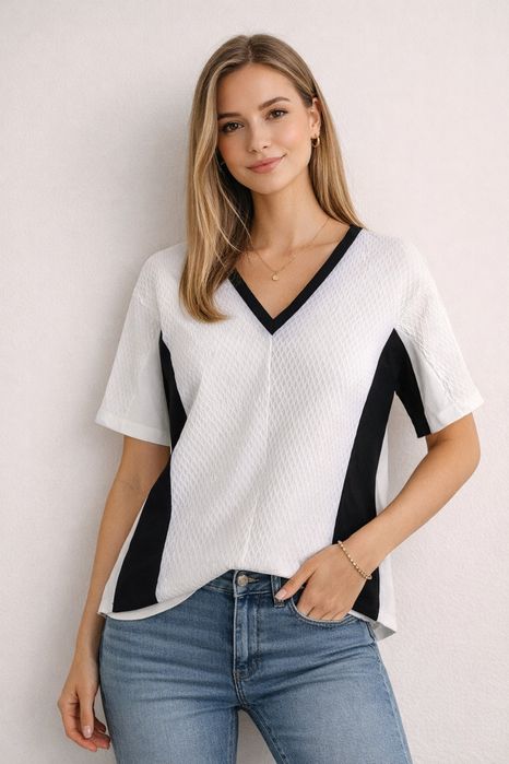 Elegancka beżowo czarna bluzka Reserved Rozmiar M /38