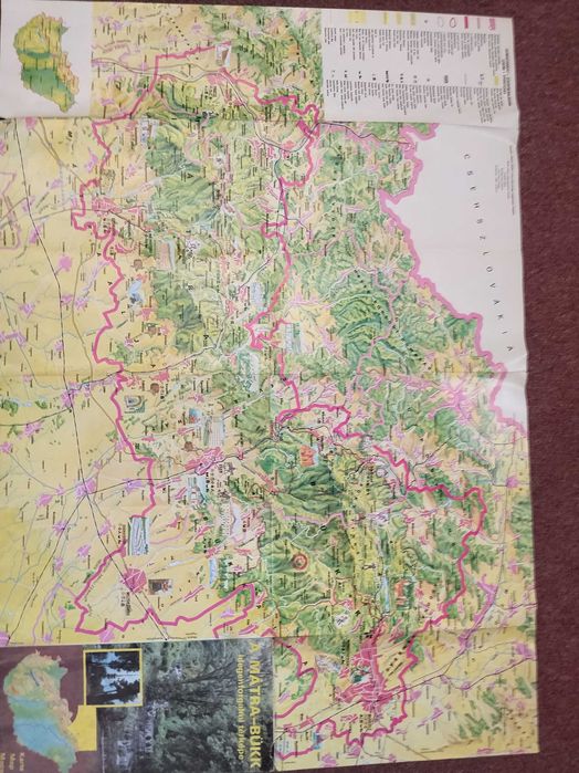 Mapa turystyczna Matra i Bukk . Północne Węgry. Eger Gyongyos Miskolec