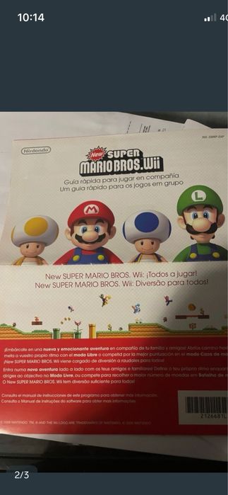 Folheto jogo Nintendo Wii New Super Mario Bros