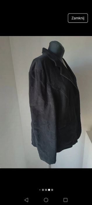 Kurtka sztruksowa wiatrówka czarna zapinana na guziki retro Basic