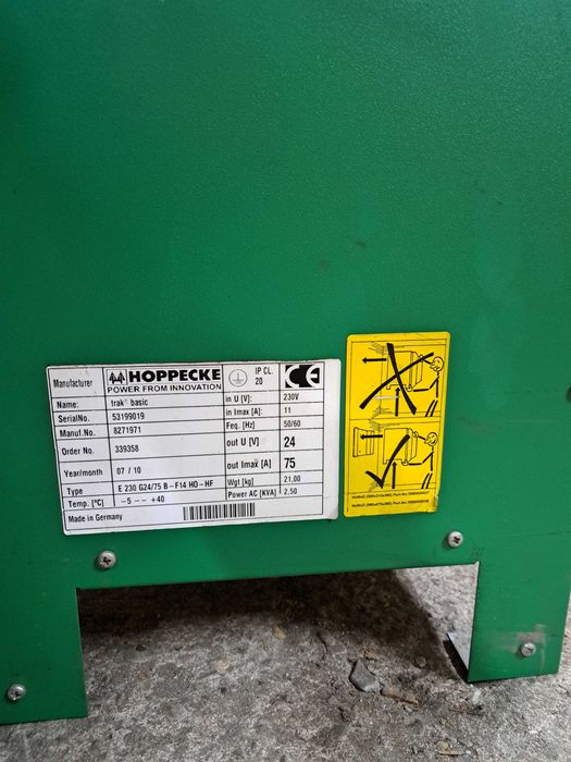 Prostownik do baterii trakcyjnych HOPPECKE Trak Basic 24V 75A - używany