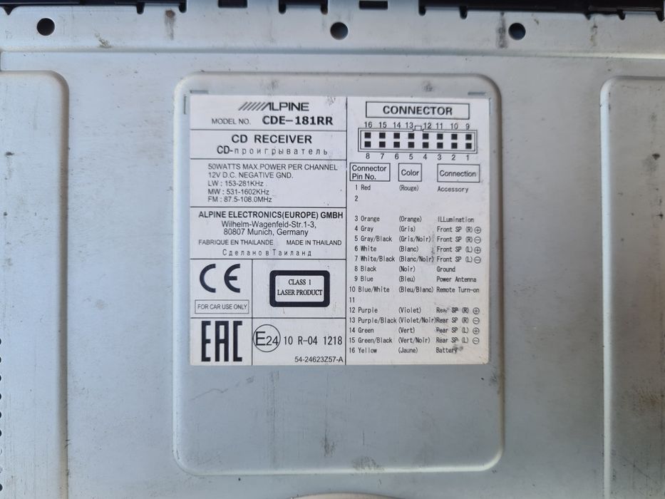 Radio samochodowe alpine CDE-181RR