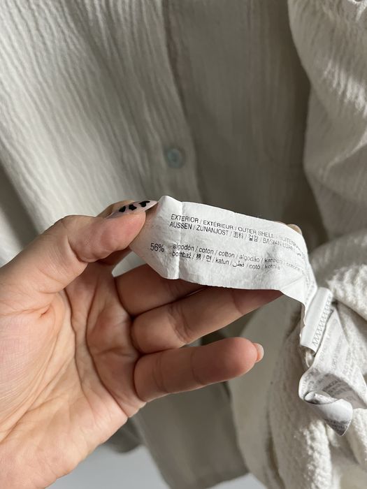 Biała kremowa duża szeroka muślinowa prążkowana koszula oversize unise