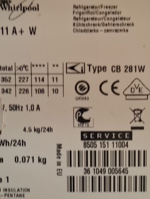 Lodówka Whirlpool 186cm z transportem,Gwarancja